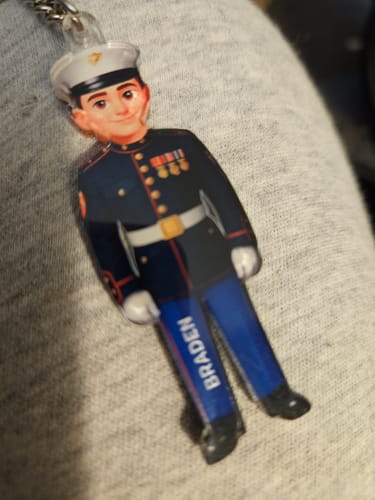 Customer photo review of Military Action Figure - Personalized Acrylic Keychain