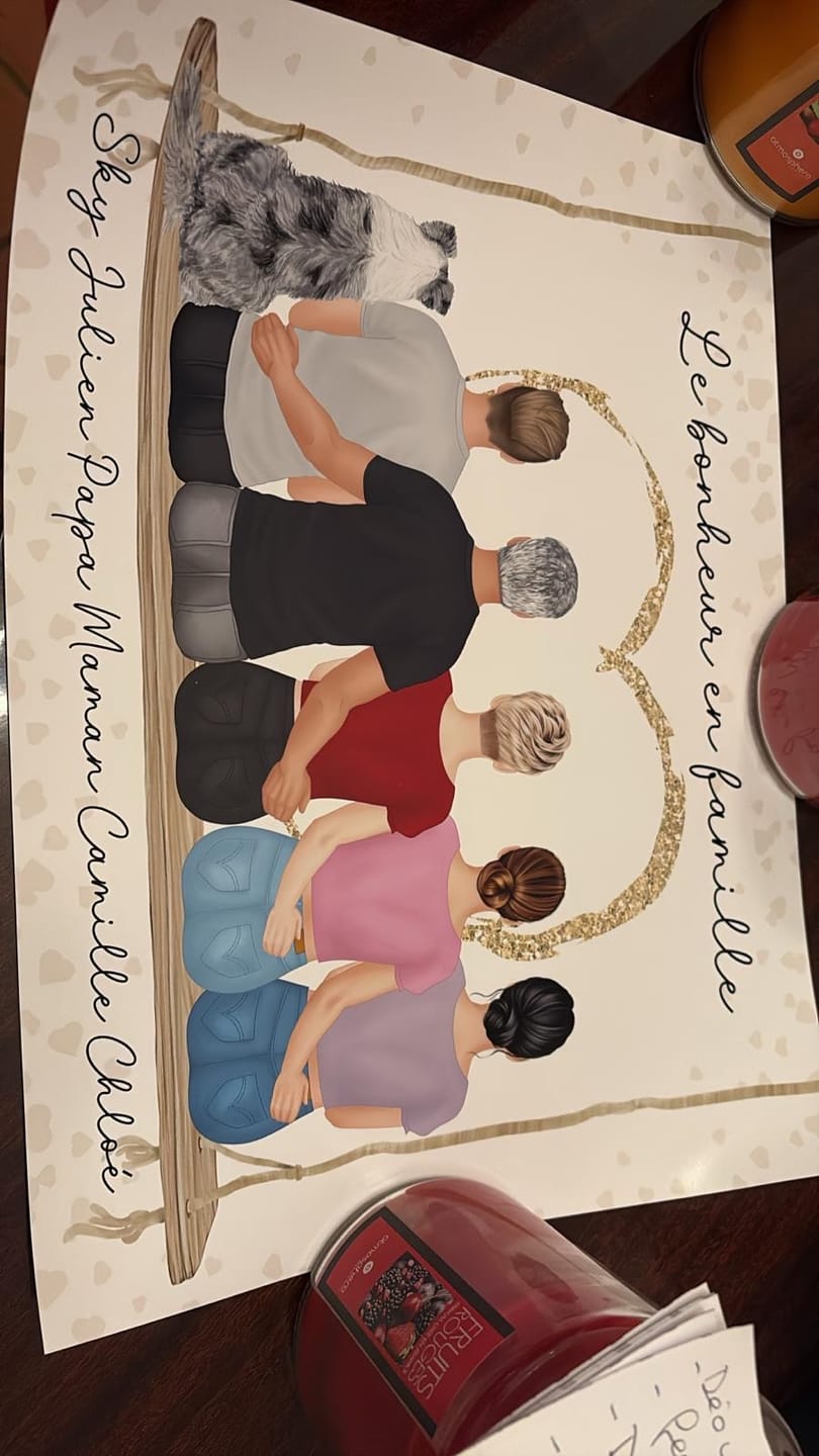 Customer photo review of Affiche Personnalisée - Famille Papa Maman Enfants & Animaux