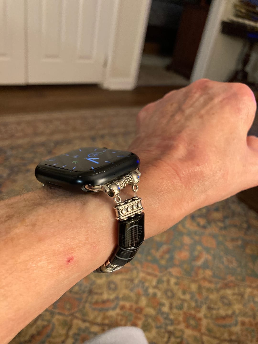Customer photo review of Bohemian Noir Stretch Apple Watch Strap