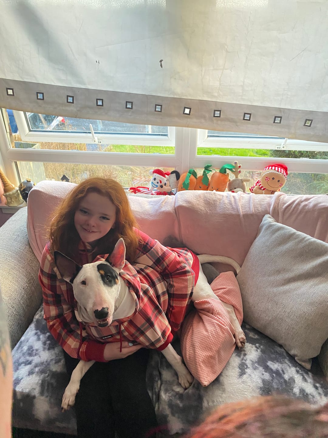 Customer photo review of Red Plaid Human Hoodie