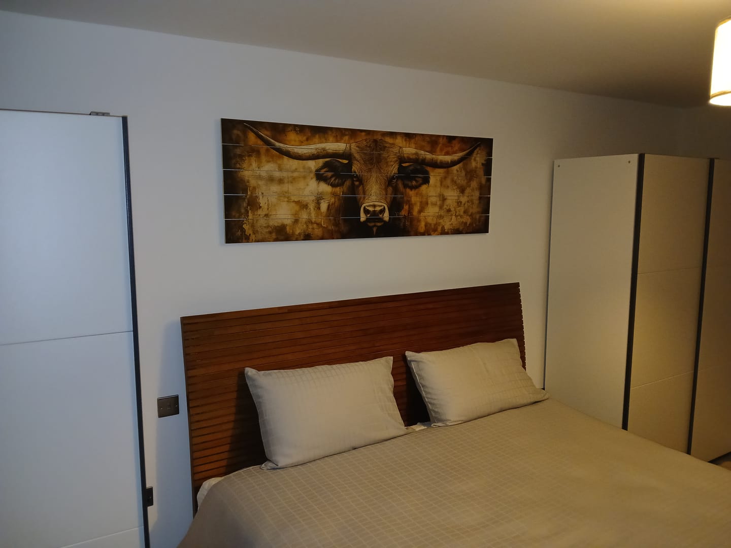 Customer photo review of Texas Longhorn Long Horizontal Neutral Brown Real Wood Wall Art