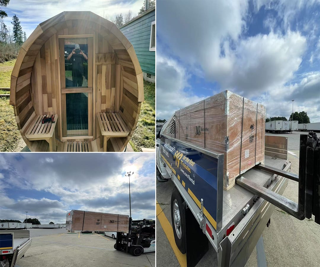 Customer photo review of SAUNASNET® Outdoor Barrel Sauna for Relaxation, Detox, Stress Relief and Wellness with Wooden Design Barrel 02