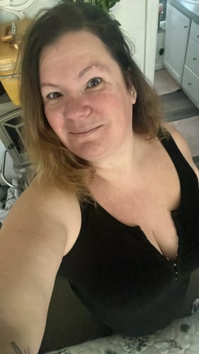 Reviewer's selfie showing her skin after using the Grass Fed Tallow & Honey Balm for about a week.