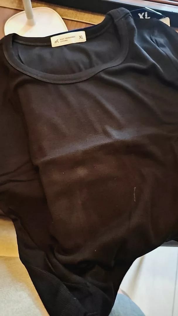 Customer photo review of HFA Women’s Wide Neck Half Sleeve Ribbed Tee – Stretch Fit Essentials