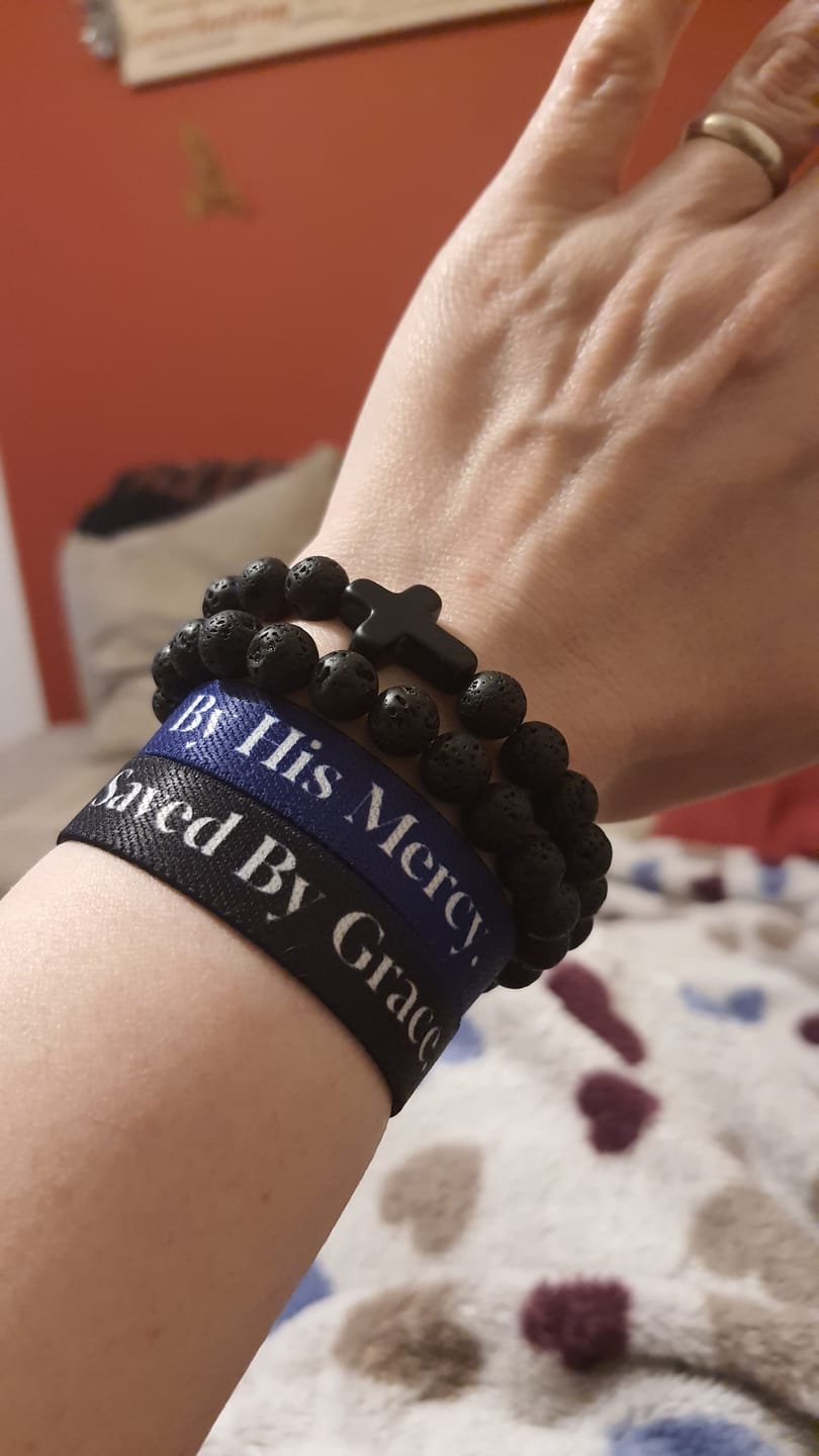 Customer photo review of Reversible Faith Wristband 3-Pack