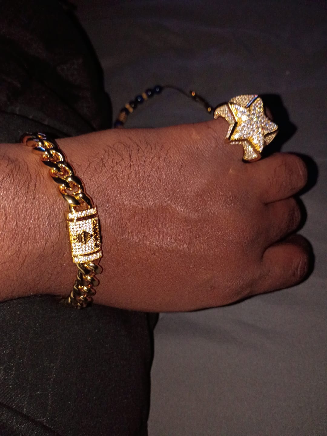 Customer photo review of 10mm Cuban Moissanite Clasp Bracelet - 18K Vermeil - D Colour - VVS1