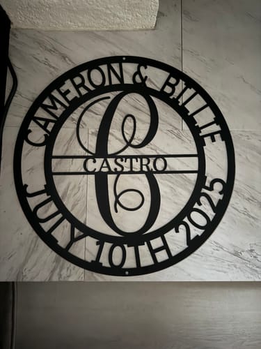 Customer photo review of Elaborate Name - Steel Sign