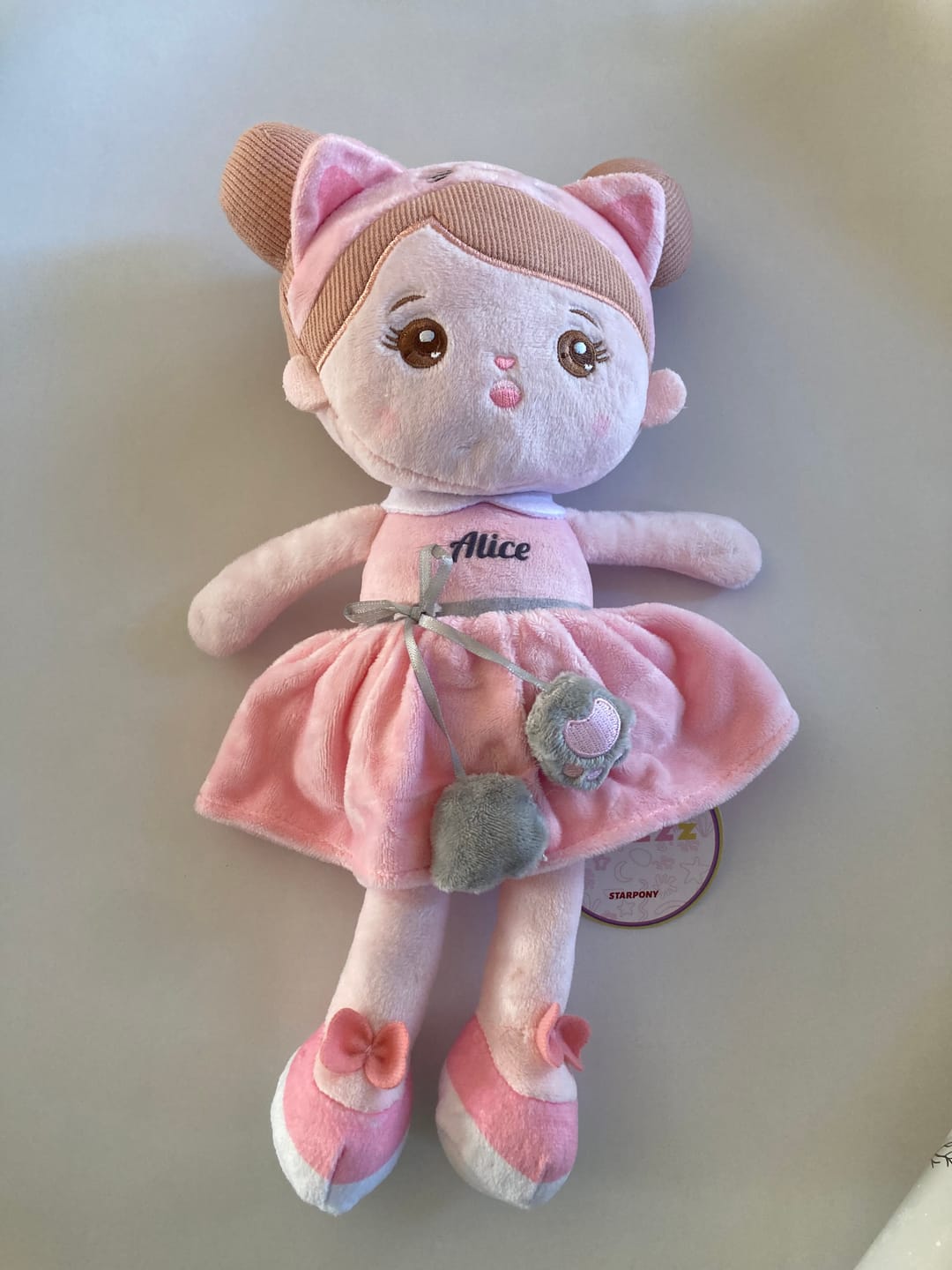 Customer photo review of Personnalisée Poupée en Peluche avec Yeux Ouverts de Chat Rose