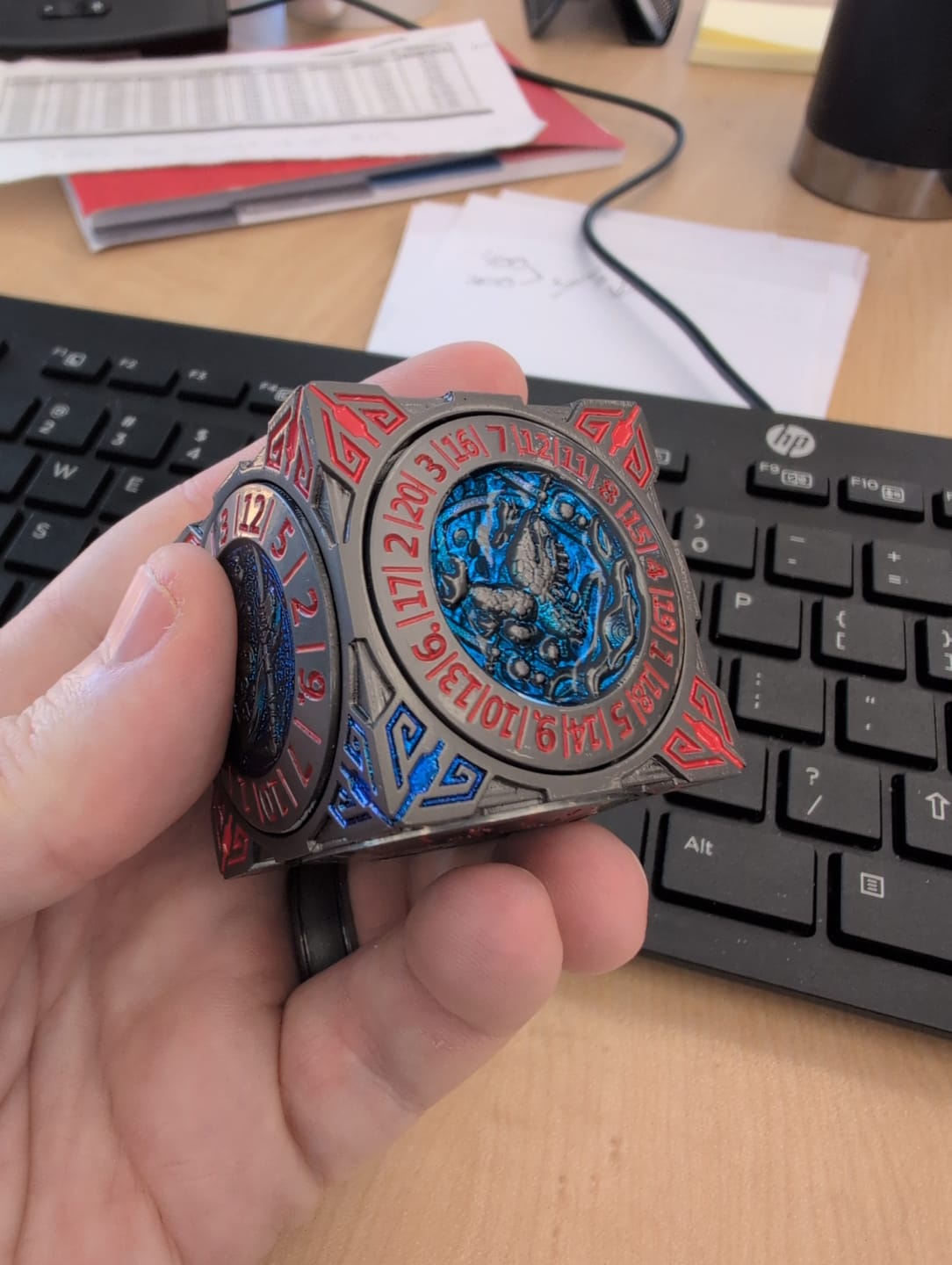 Customer photo review of Masters Dice Relic #001 – 7-in-1 Monster Cube Spinner DND Dice