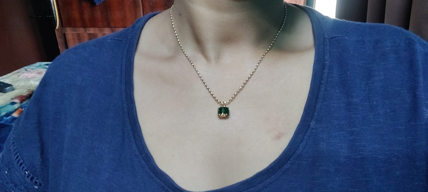 Customer photo review of Emerald Ice Pendant Necklace