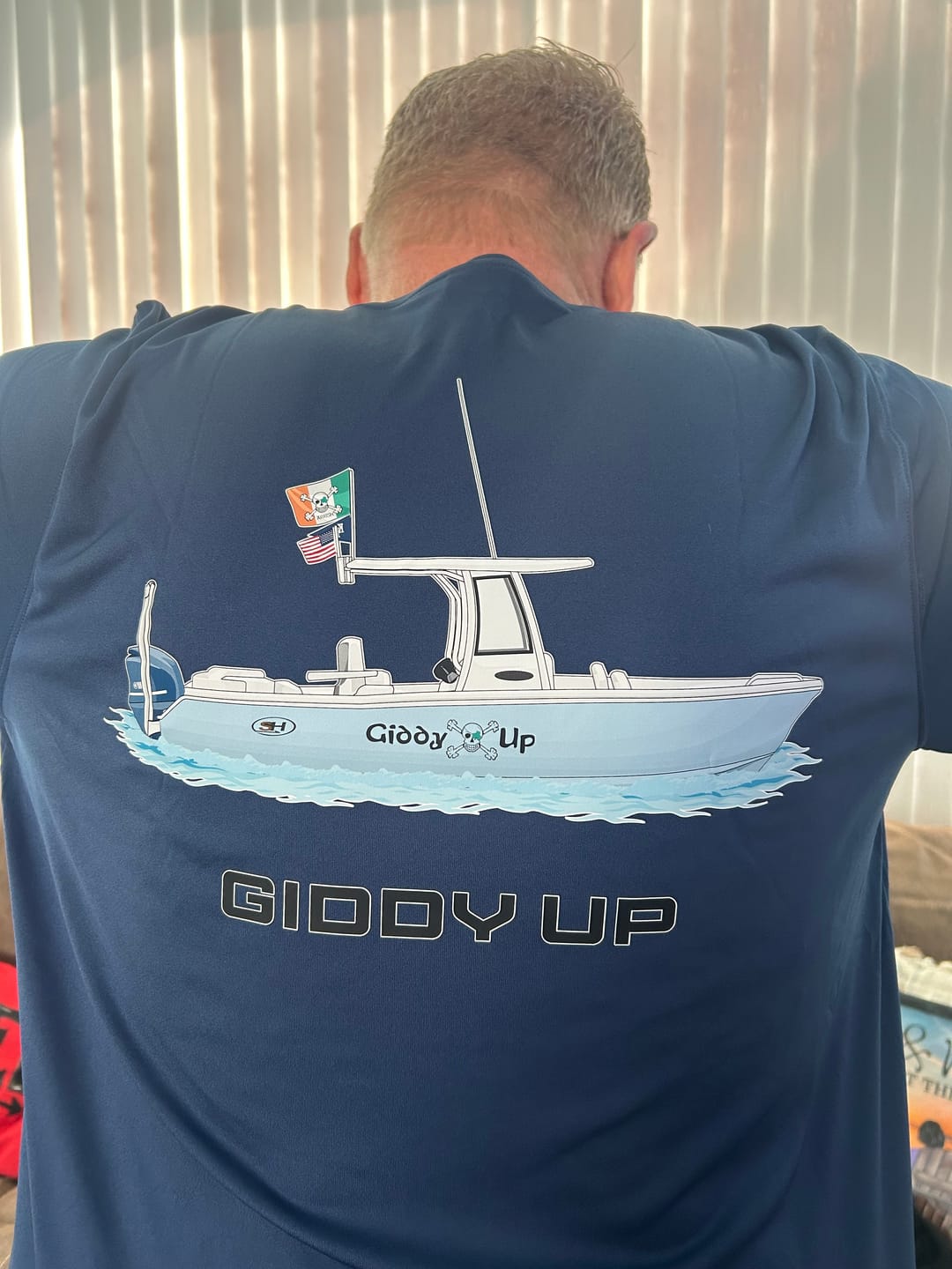Customer photo review of Custom Boat T-Shirts - With Front Pocket