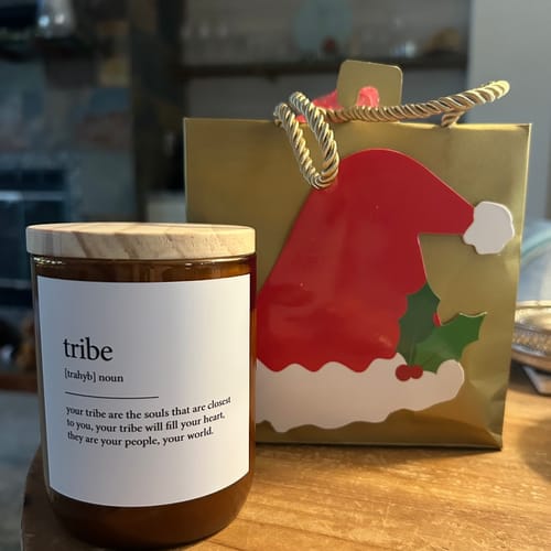 Customer photo review of Dictionary Meaning Candle - tribe