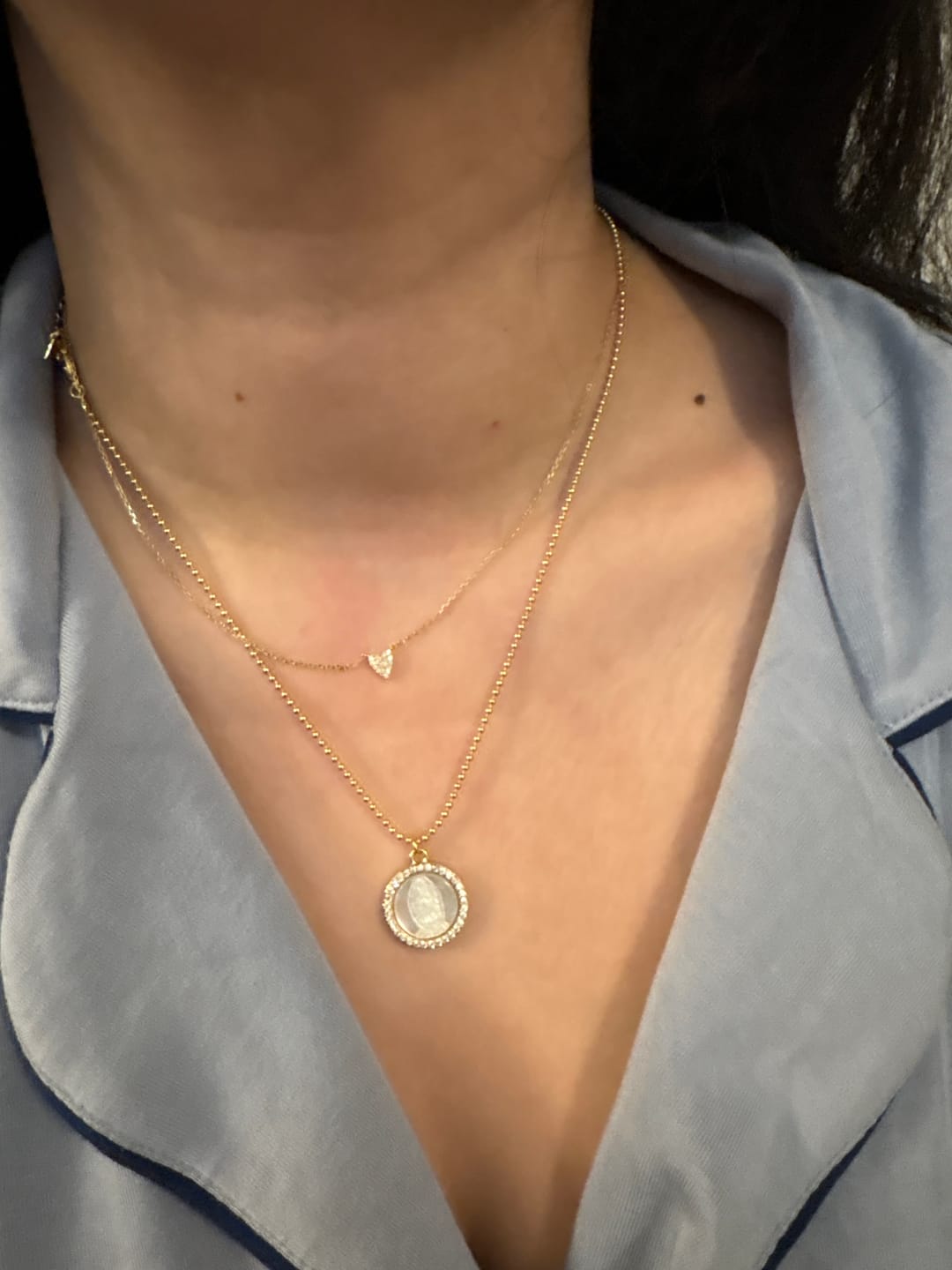 Customer photo review of Petite Mother Mary Necklace