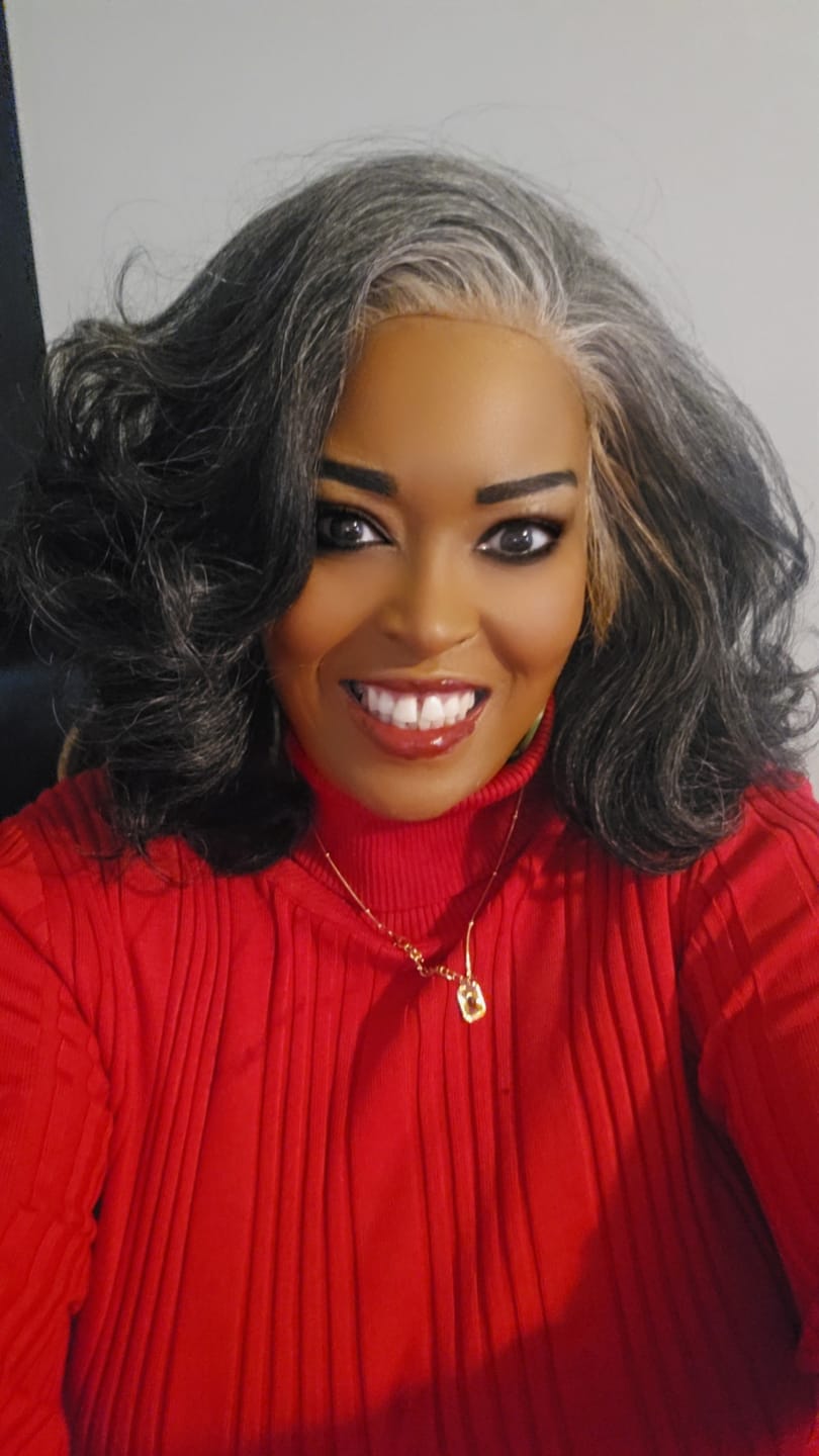Customer photo review of Bare Lace Platinum Glow Glueless Human Hair Blend 13x6 Hand-Made Lace Front Wig - JOSEPHINE - By Sensationnel
