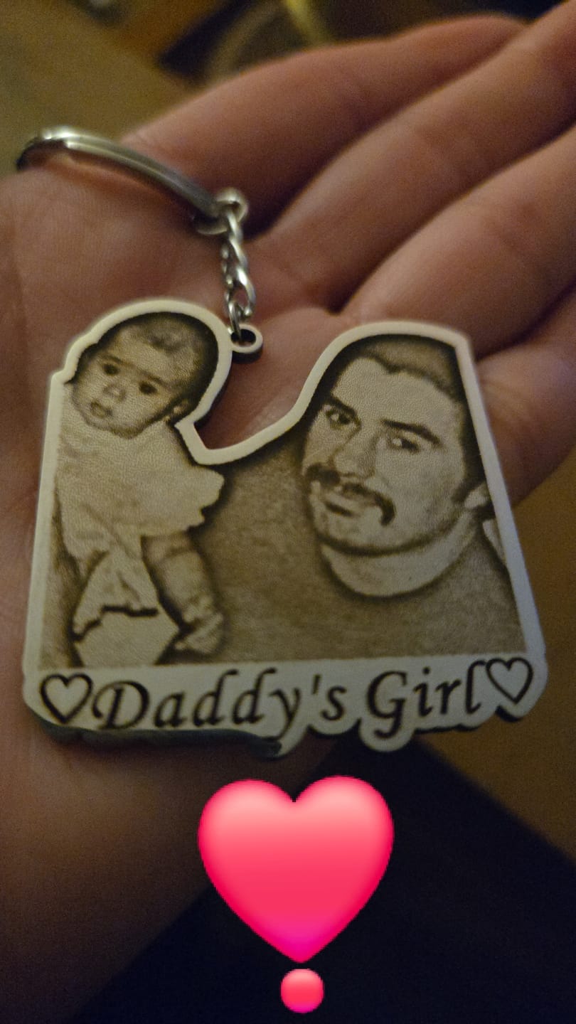 Customer photo review of Custom Photo Engraved Keychain