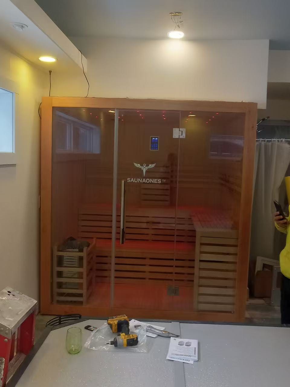 Customer photo review of SAUNAONES® 5-6 PERSON TRADITIONAL STEAM SAUNA MODERN RELAX 3