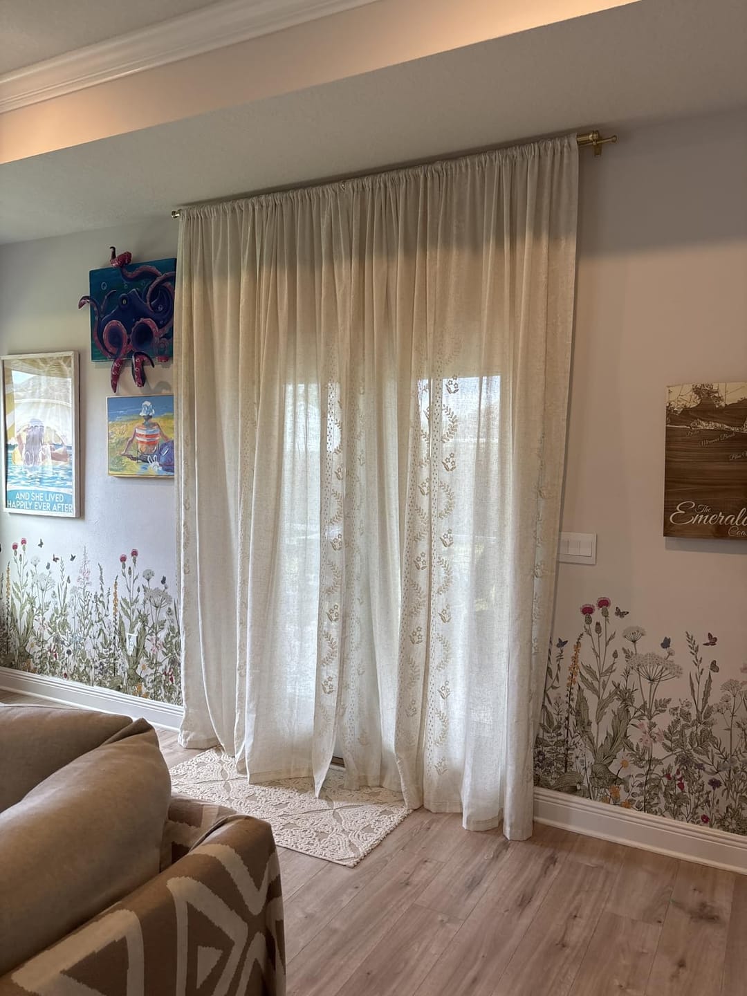Customer photo review of Embroidered Vine Floral Linen Curtains
