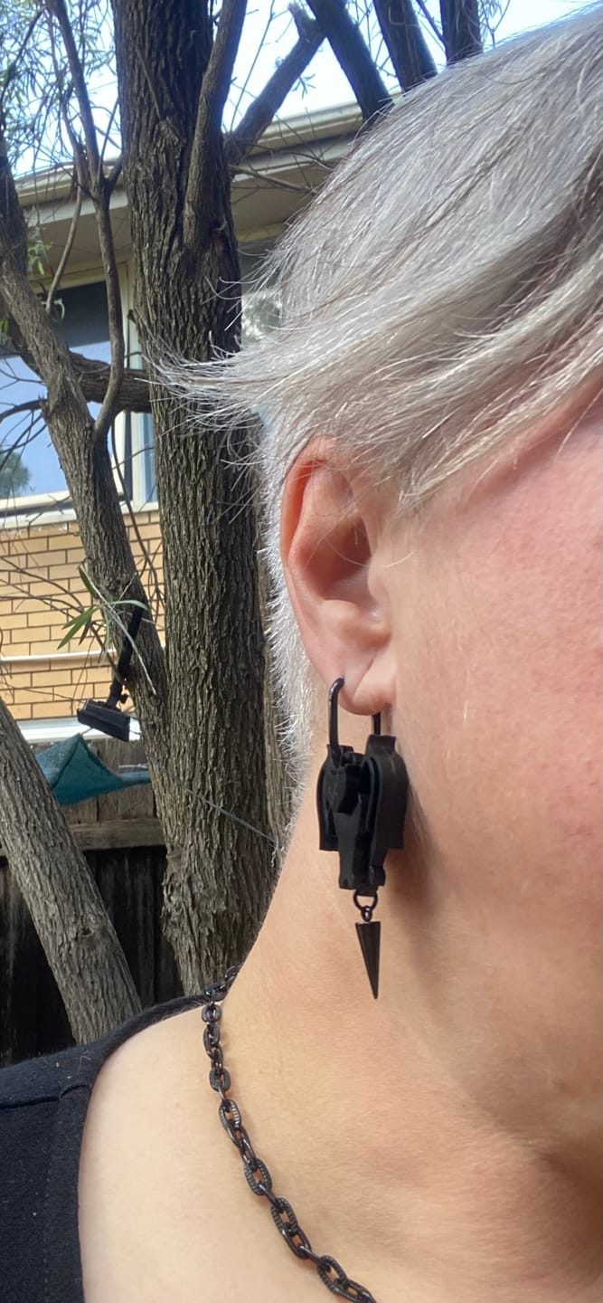 Customer photo review of Gothic Gargoyle Earrings