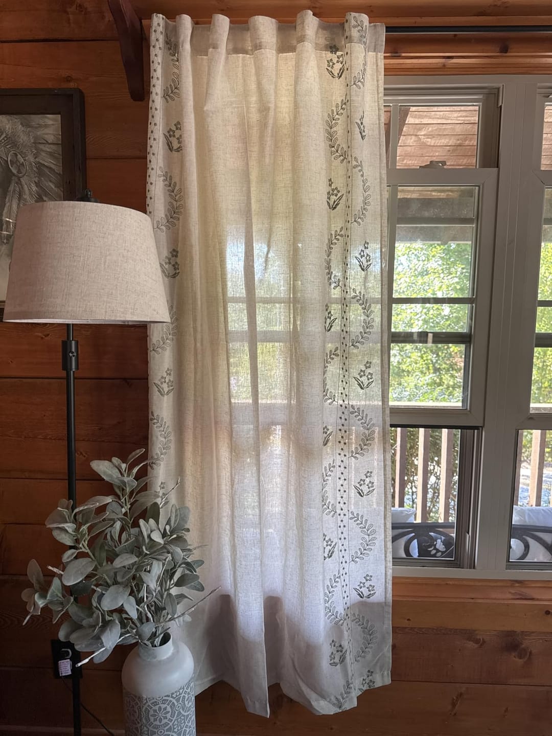 Customer photo review of Embroidered Vine Floral Linen Curtains