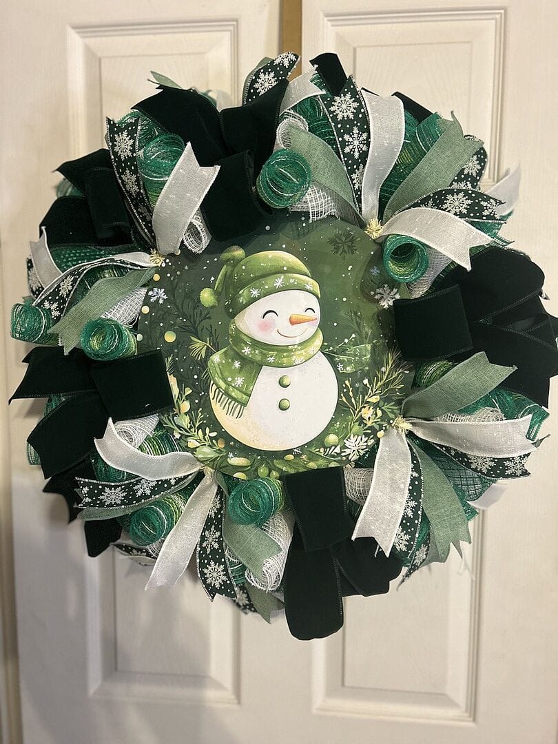 Customer photo review of Snowman in Green Accent Sign - Made in USA