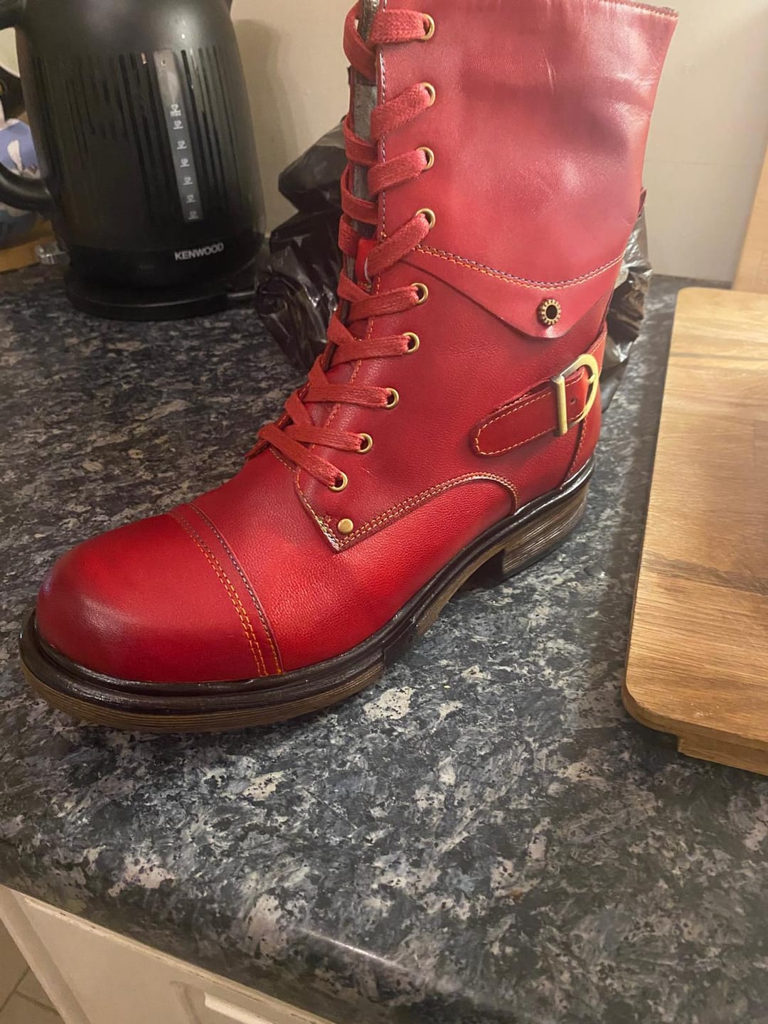 Customer photo review of Comfortable Genuine Leather Boots With Laces And Inside Zippers