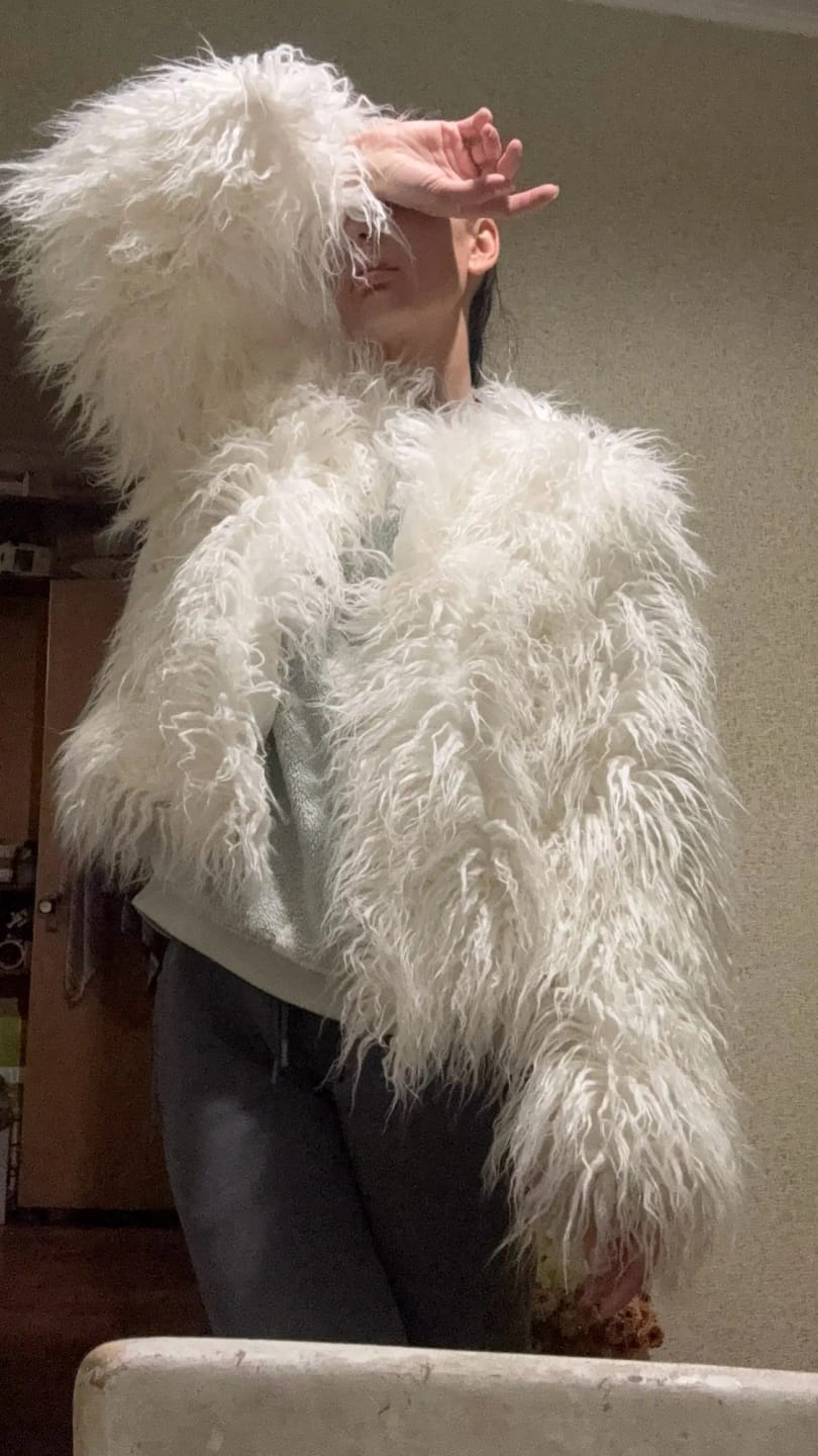 Customer photo review of Elsie Fluffy Cropped Faux Fur Coat