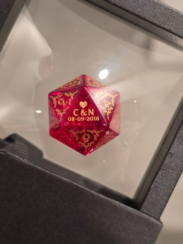Nichole D. review of Custom Anniversary D20 Dice – Personalized D&D Gift image 1 out of 1