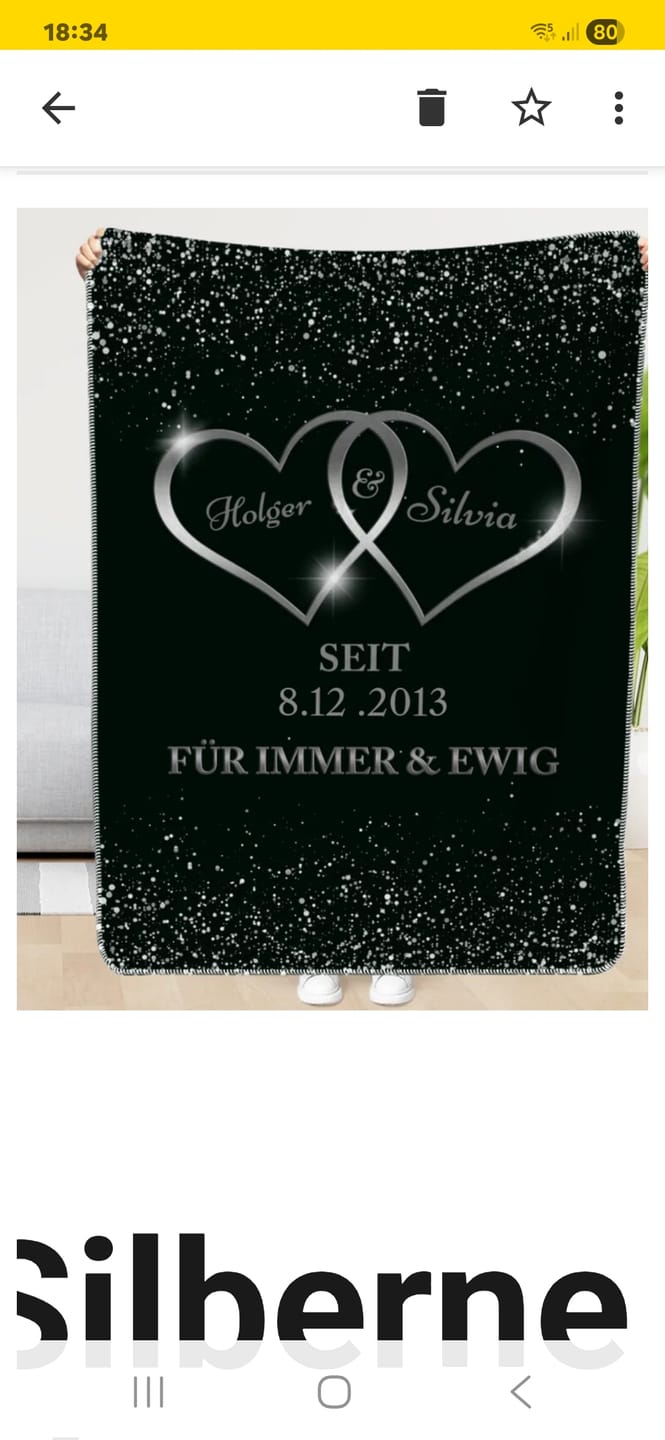 Customer photo review of Silberne Herzen - Paar-Decke