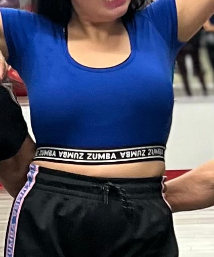 Customer photo review of Victory Scoop Neck Crop Top