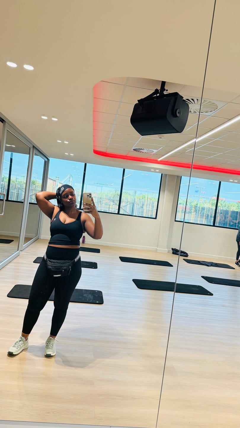 Customer photo review of All Black Active Wear Women's Fitness Set