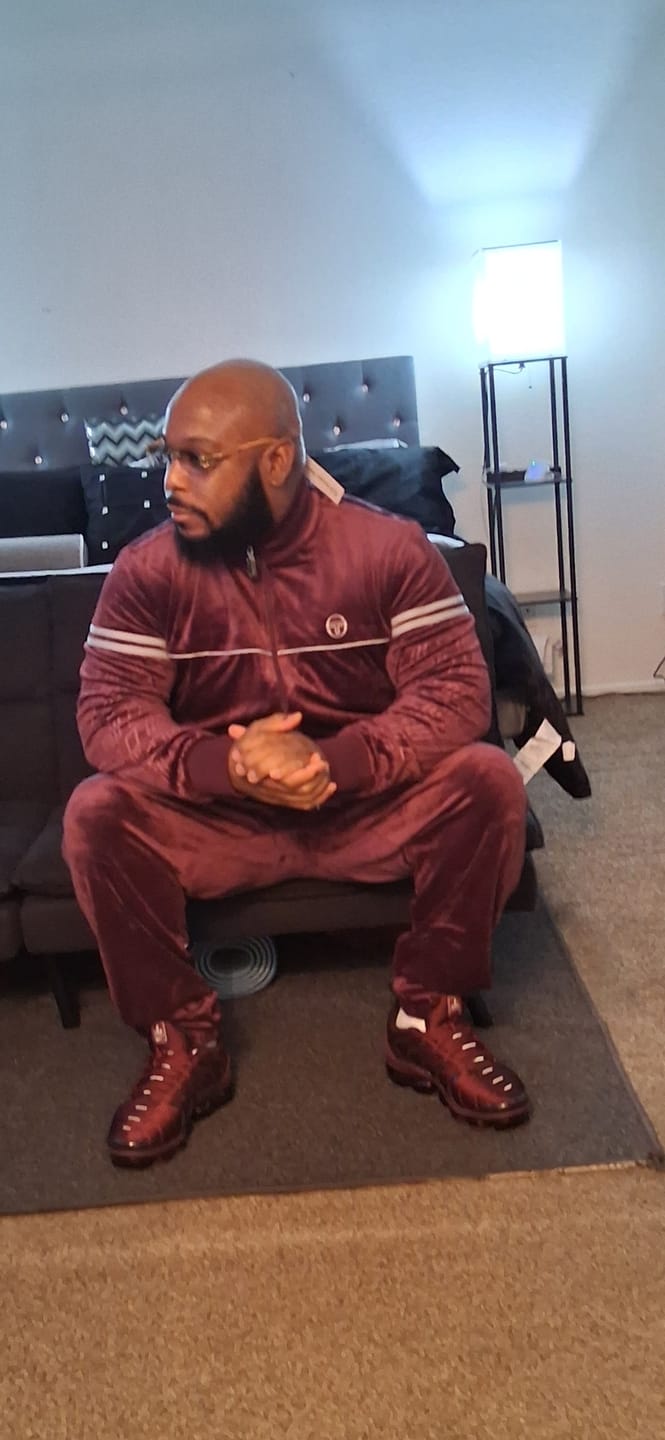 Customer photo review of Bandiera Track Pant- Potent Purple