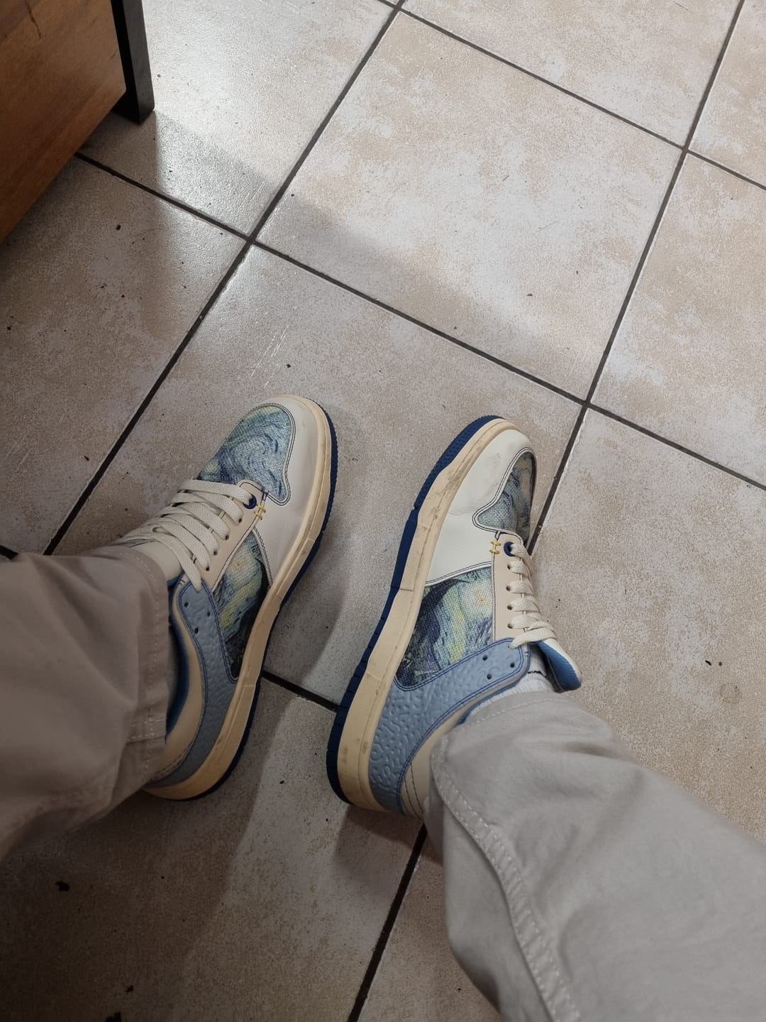 Customer photo review of Van Gogh Starry Night inspired sneakers