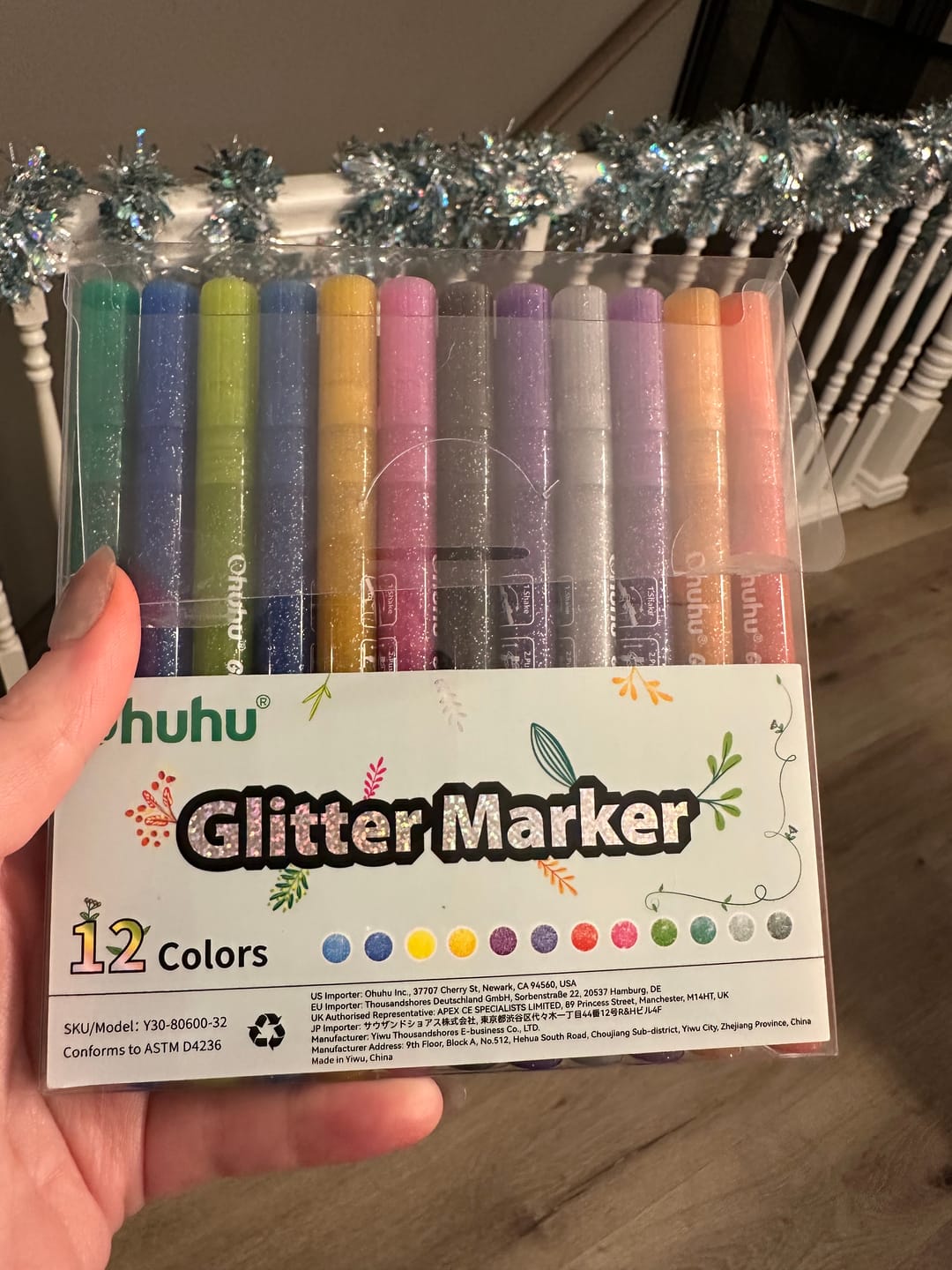 Customer photo review of Ohuhu Water-Based Glitter Metallic Marker Pens, 12 Shimmer Colors