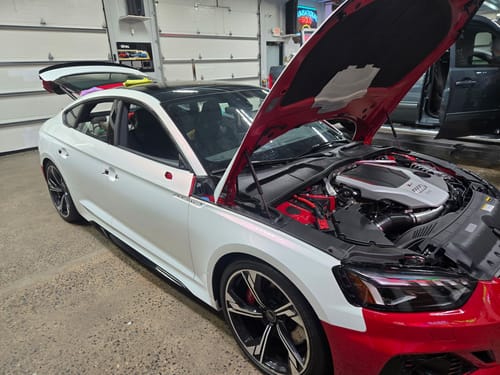 Customer photo review of Color Shift Pink White Vinyl Wrap