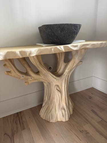 Customer photo review of Rustic Corner Wall Shelves – Natural Live Edge Wood Floating Shelf for Candles and Plants