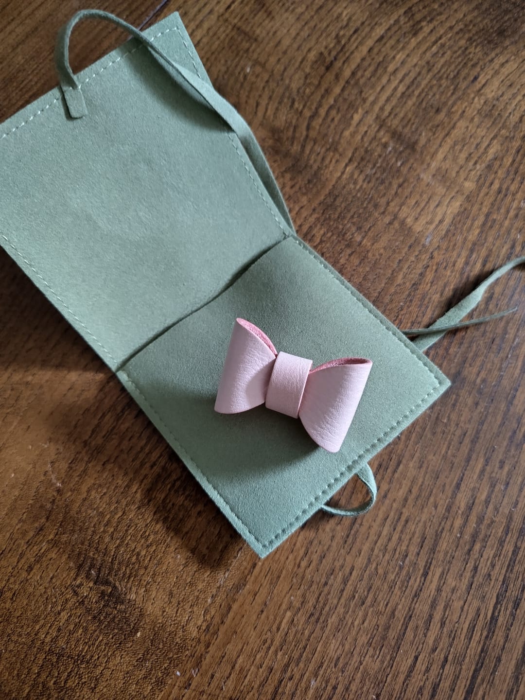 Customer photo review of Handmade Leather Bowtie