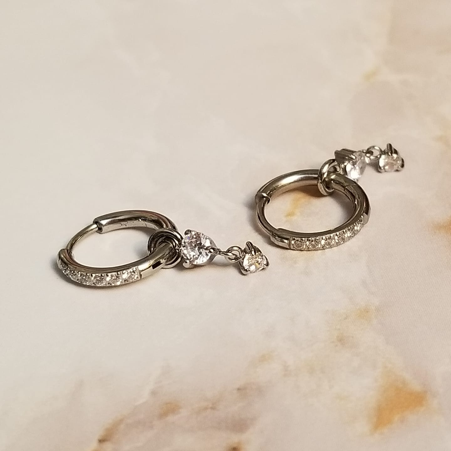Customer photo review of My Huggies Sparkle Hoop Earrings