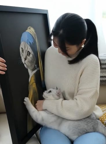 Customer photo review of Artzuzu Custom Portrait For Pets - Portrait with a Pearl Earring