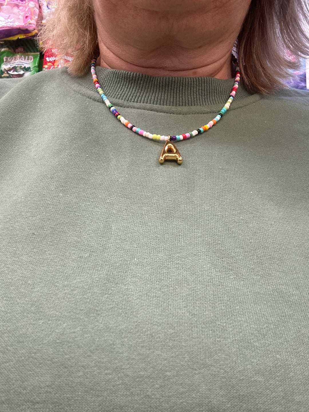 Customer photo review of Marvello Initial Necklace