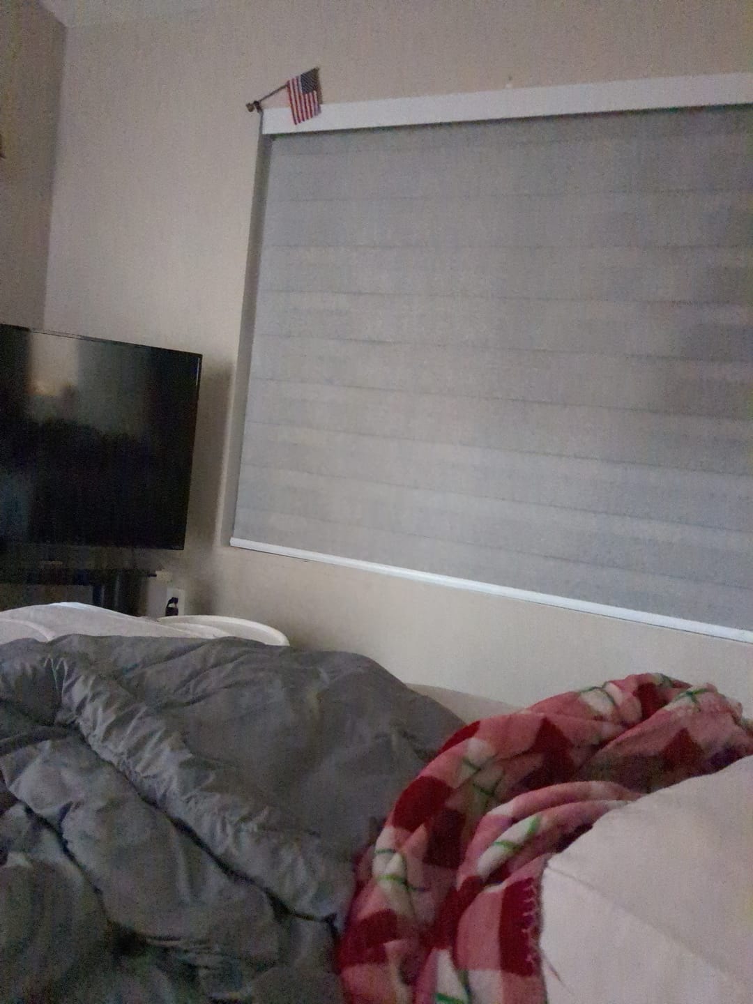 Customer photo review of SmartWings Motorized Light Filtering Roller Shades 70% Blackout Essential