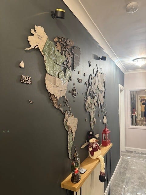 Customer photo review of 3D Wood World Map -Light Rustic