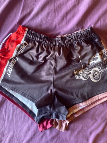 Customer photo review of Maroon Cruiser Photo Footy Shorts WITH POCKETS