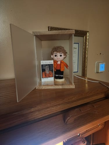 Customer photo review of Personalized Memorial Crochet Doll Keepsake with LED Display Box & Photo Card
