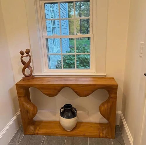 Customer photo review of Rustic Corner Wall Shelves – Natural Live Edge Wood Floating Shelf for Candles and Plants