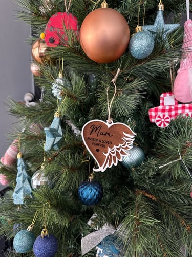 Customer photo review of Personalised Angel Wing Memorial Ornament