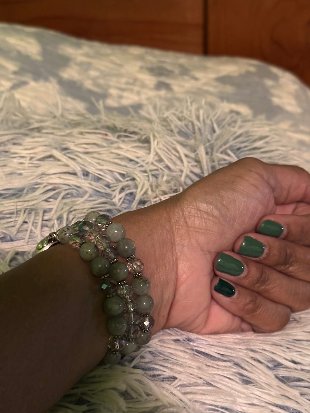 Customer photo review of Agate Crystal Stretch Apple Watch Strap