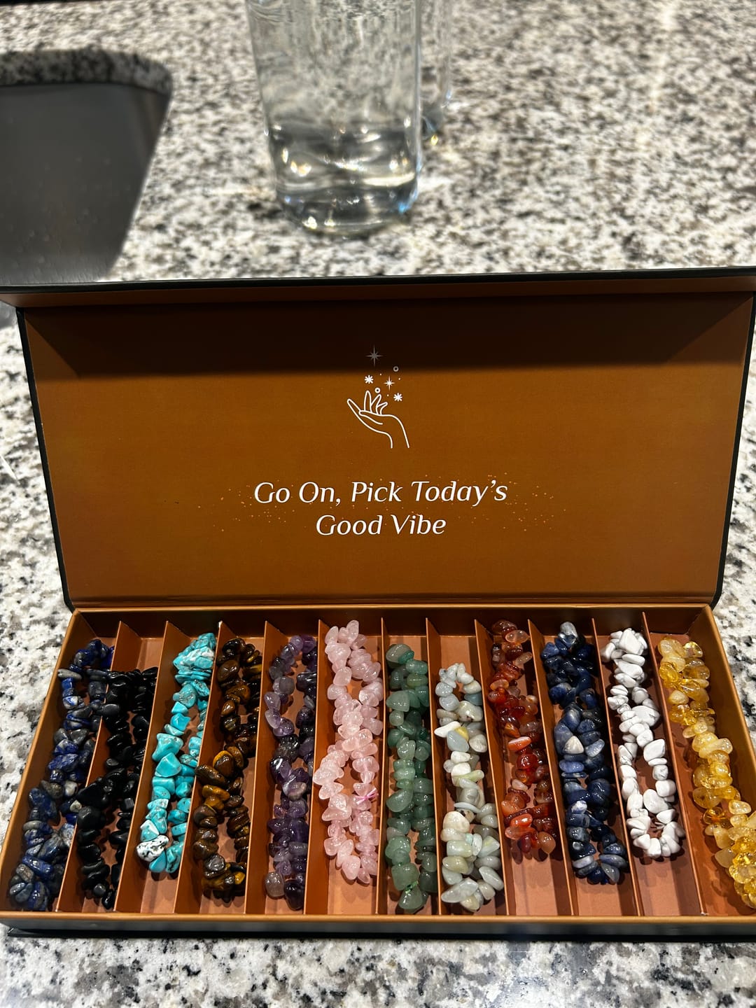 Customer photo review of 12 Natural Crystal Bracelets in a Box