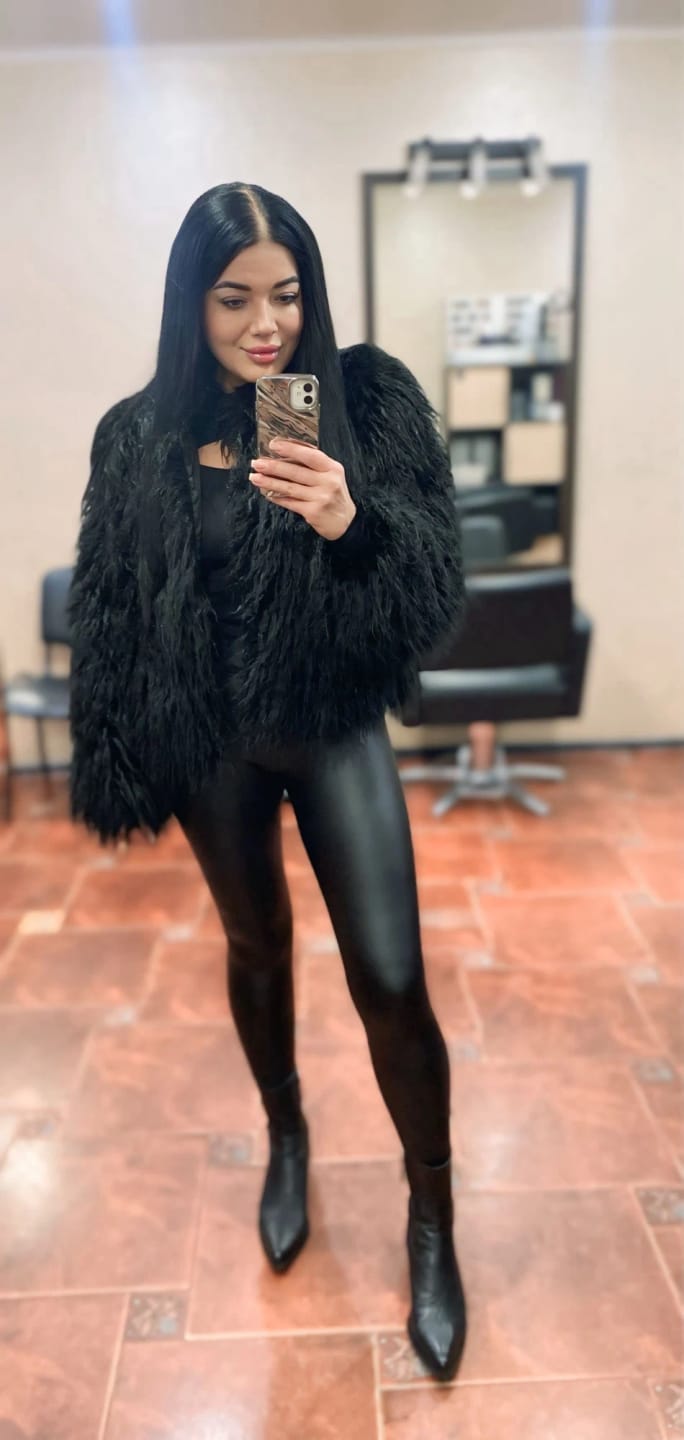 Customer photo review of Elsie Fluffy Cropped Faux Fur Coat