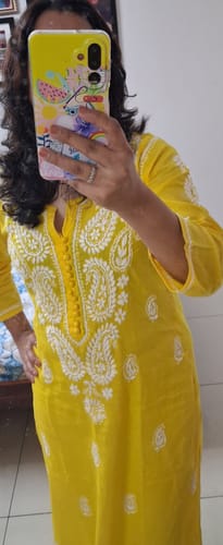 Customer photo review of Yellow & White Cotton Kurta