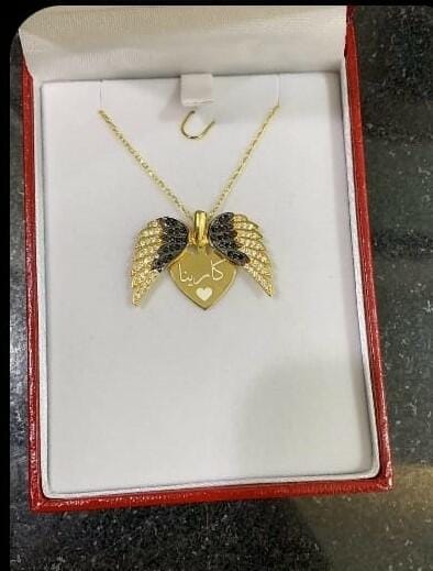 Customer photo review of 925 Silver Personalized Custom Angel Wings Name Necklace